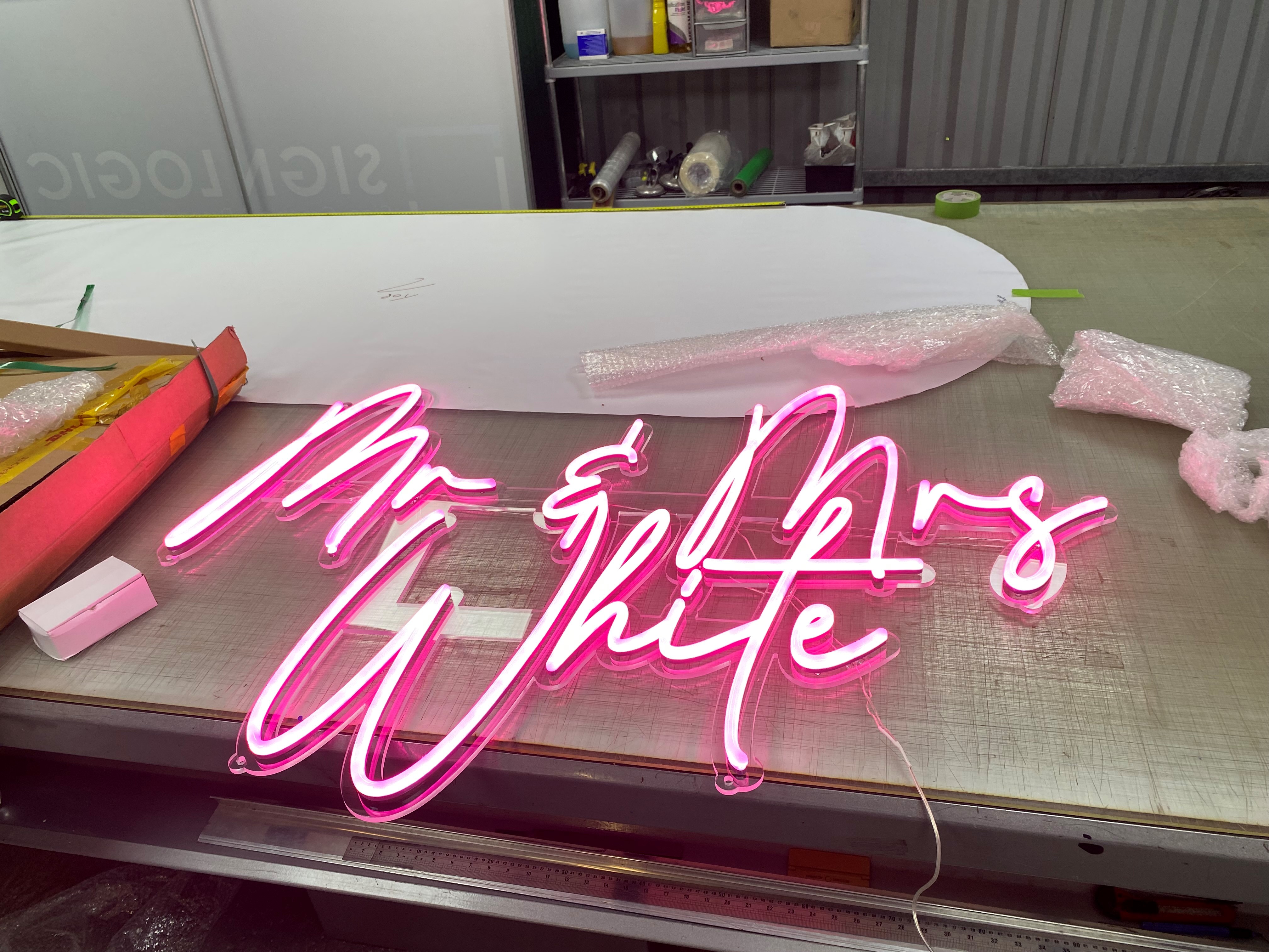 Faux neon signs for business